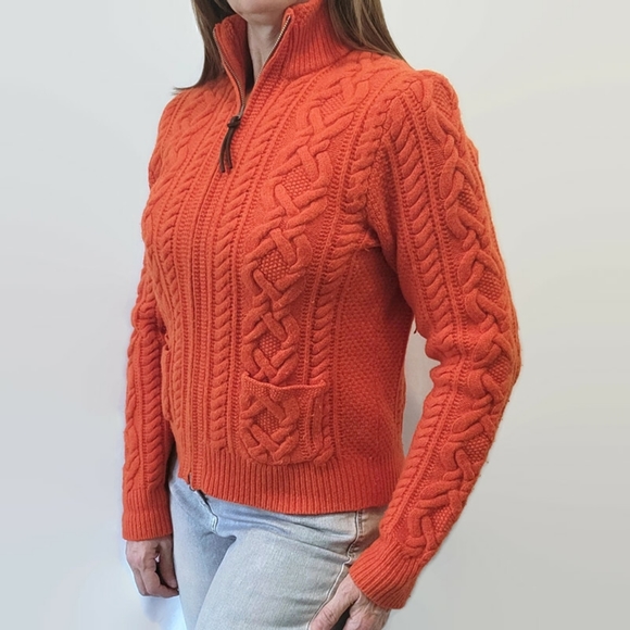 Ralph Lauren Rugby Wool Burnt Orange Zip-Up Sweater - Picture 4 of 14